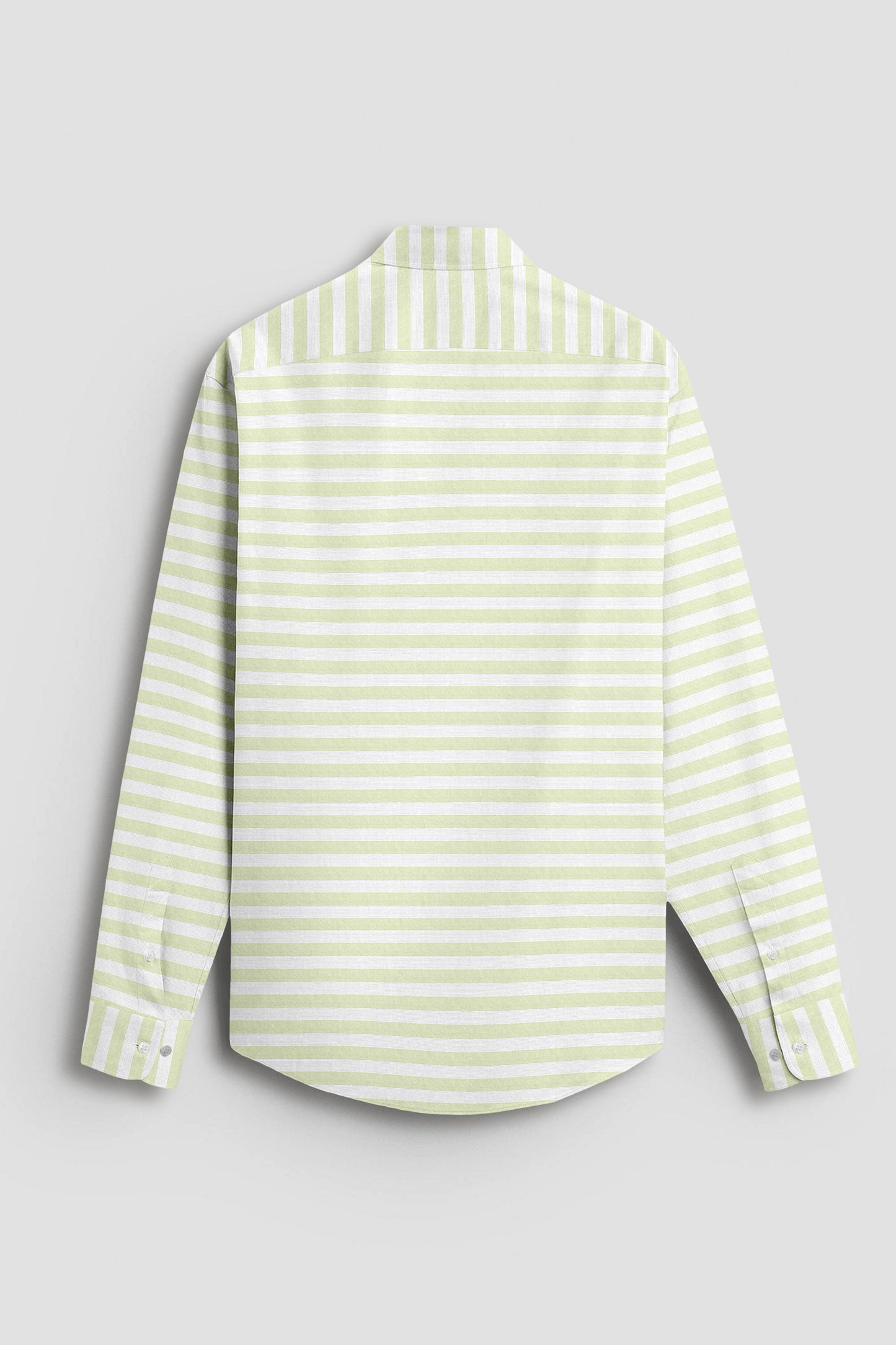 White with Lime Green Stripes Premium Cotton Shirt-Plus size shirts in India