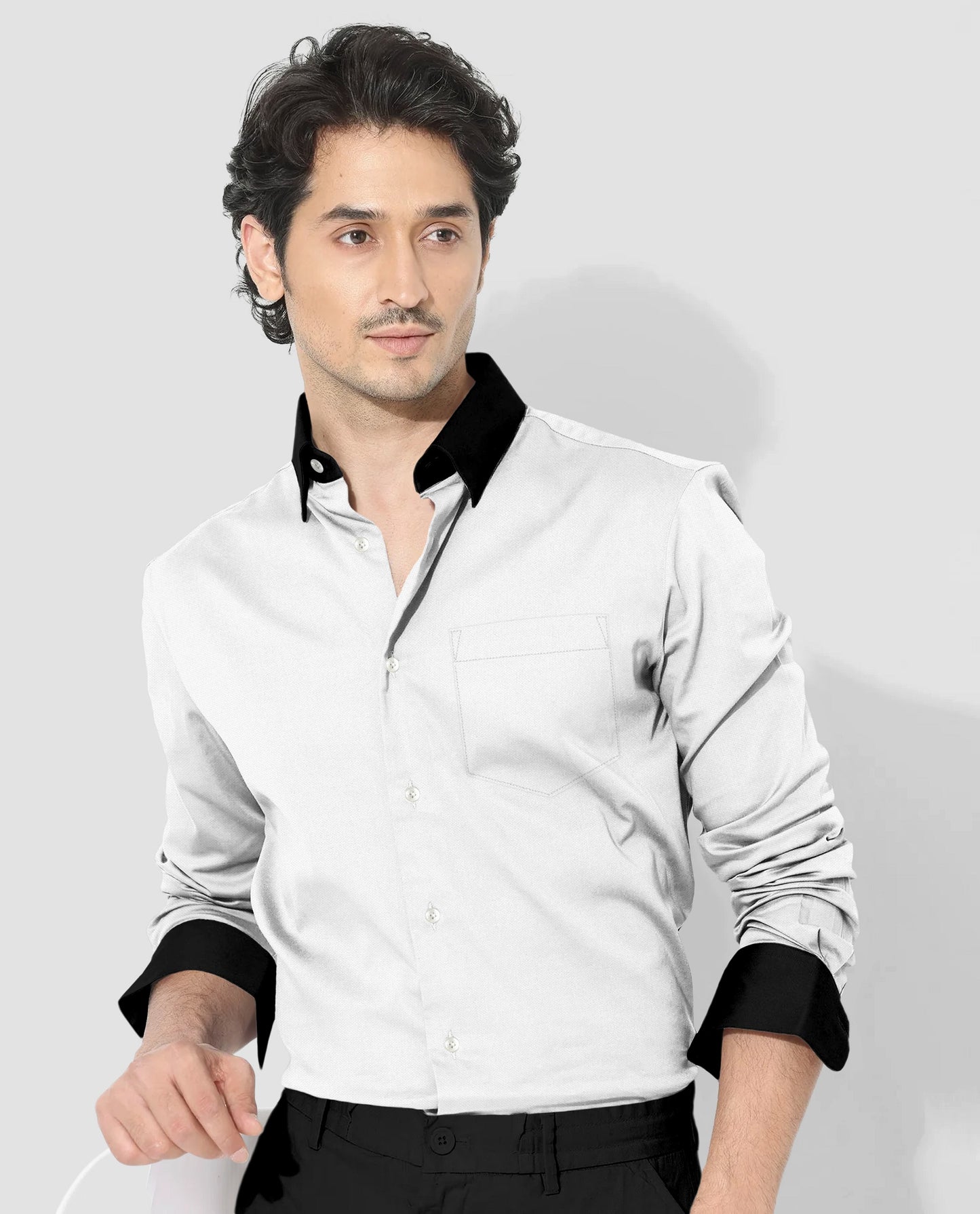 Bright White Designer Cotton Linen Shirt