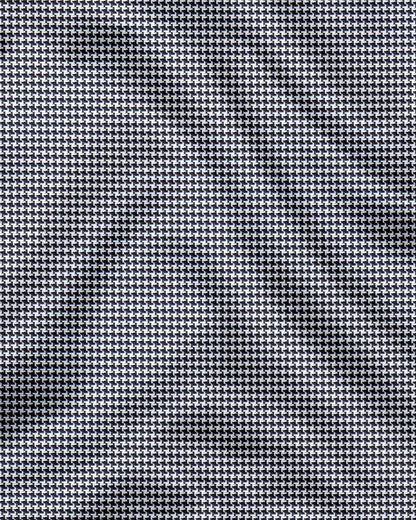 Jet Black and White Hounds Tooth Checks Designer Cotton Shirt