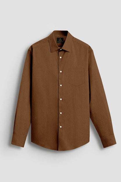 Bison Brown Premium  Oxford Cotton Shirt