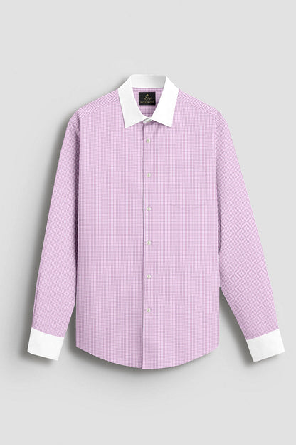 Lavender Pink and White Ninja Shuriken Printed Designer Cotton Shirt