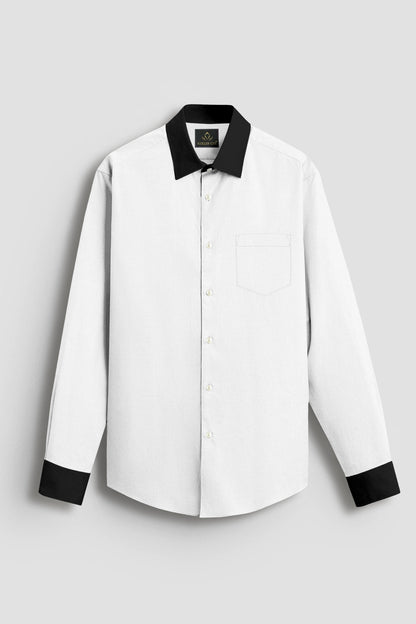Bright White Designer Cotton Linen Shirt