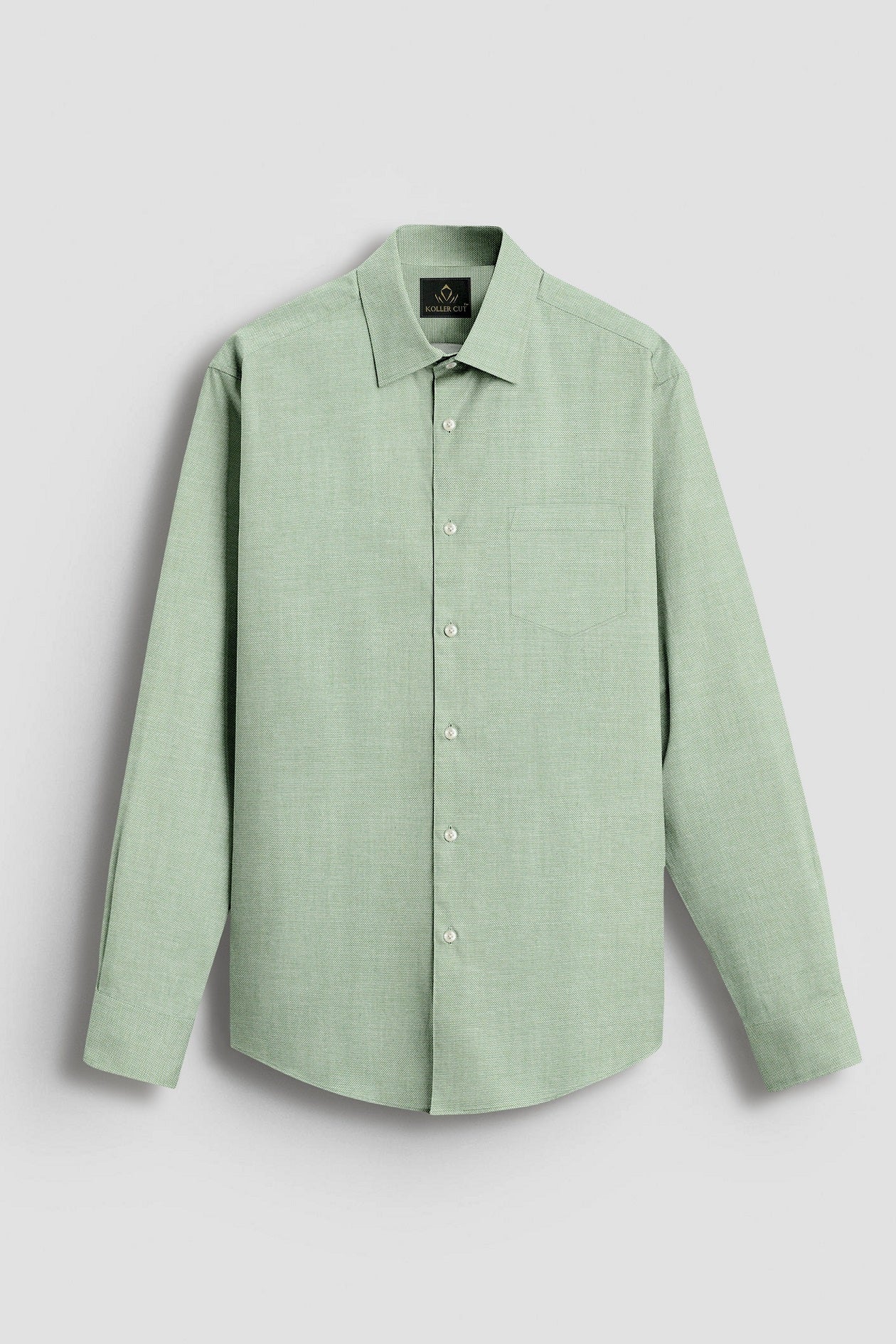 Lichen Green Plain Oxford Cotton Formal Shirt