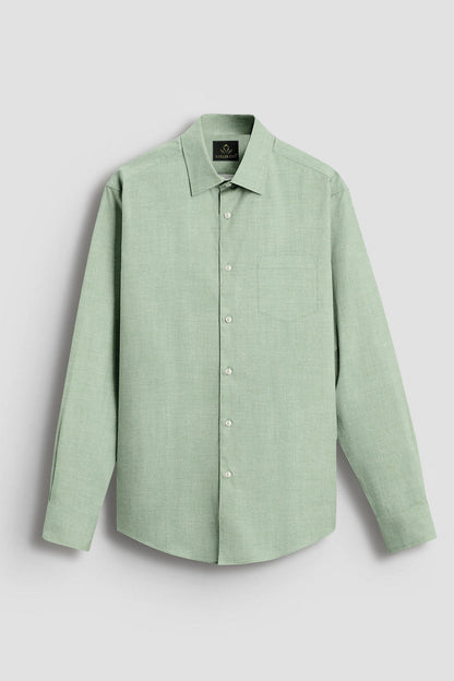 Lichen Green Plain Oxford Cotton Formal Shirt