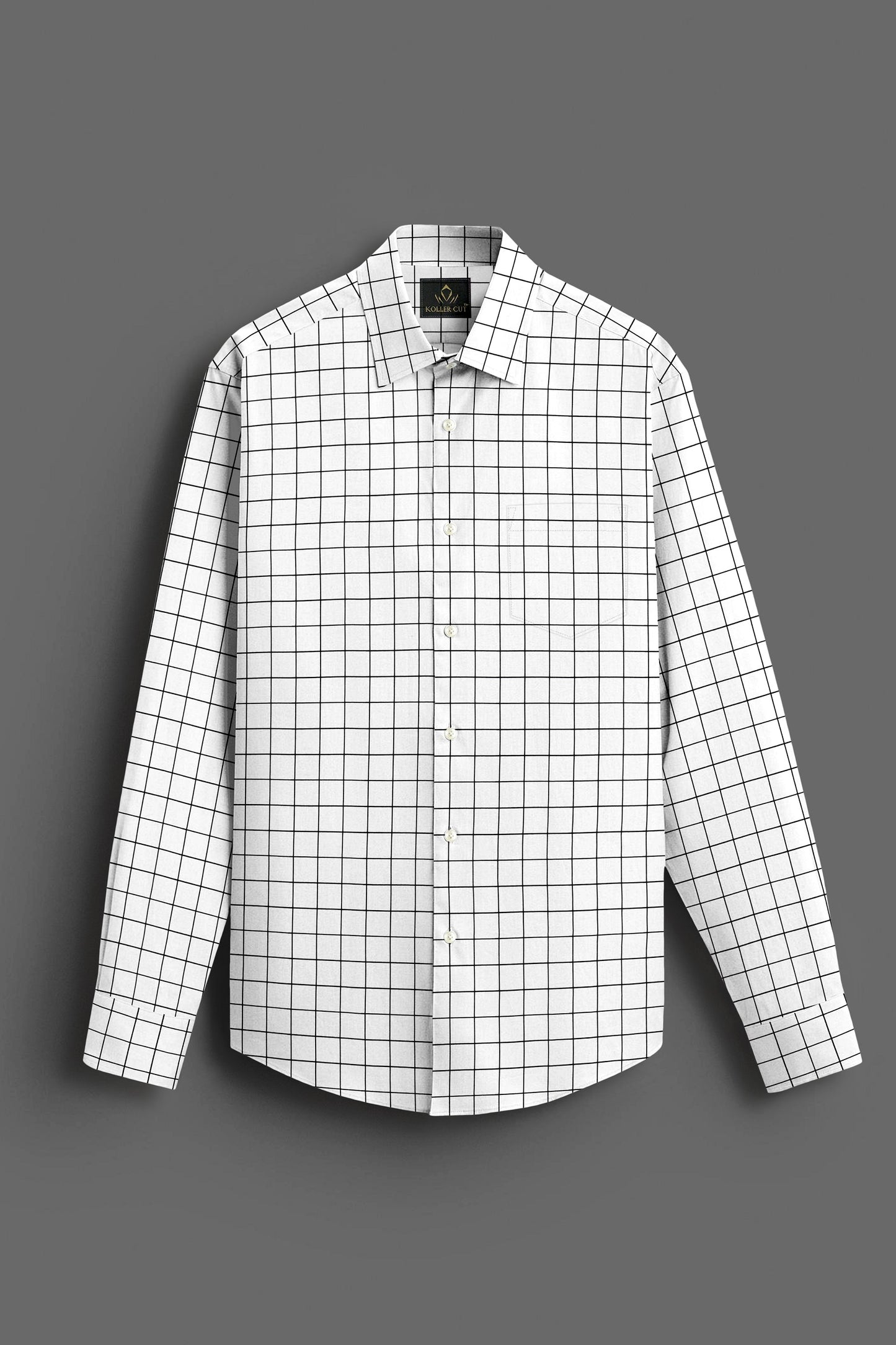 Milk White and Black Graph Checks Cotton Shirt