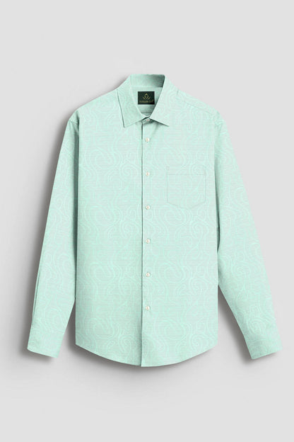Biscay Green Labyrinth Jacquard Cotton Shirt