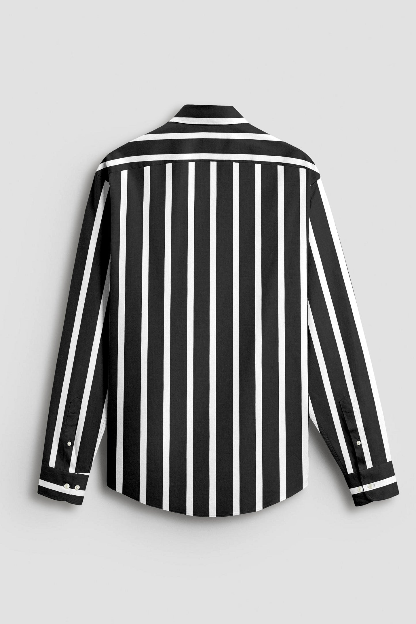 Jade Black and White Wide Chalk Stripes Cotton Shirt