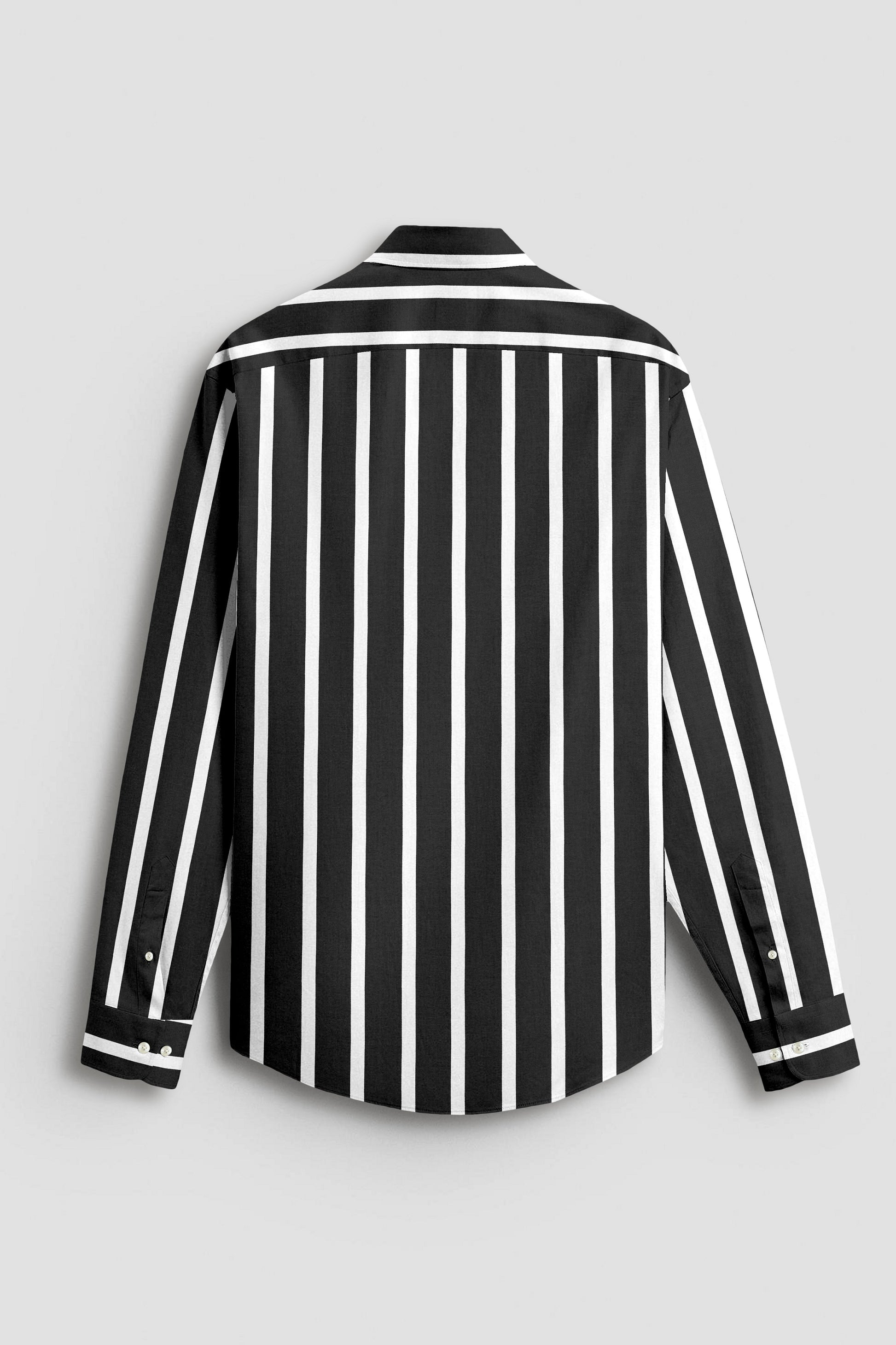 Jade Black and White Wide Chalk Stripes Cotton Shirt