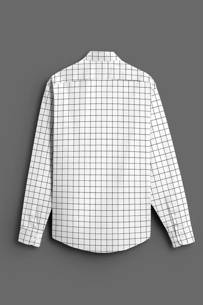 Milk White and Black Graph Checks Cotton Shirt