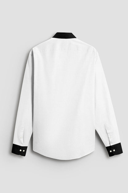 Bright White Designer Cotton Linen Shirt