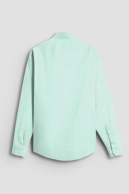 Biscay Green Labyrinth Jacquard Cotton Shirt