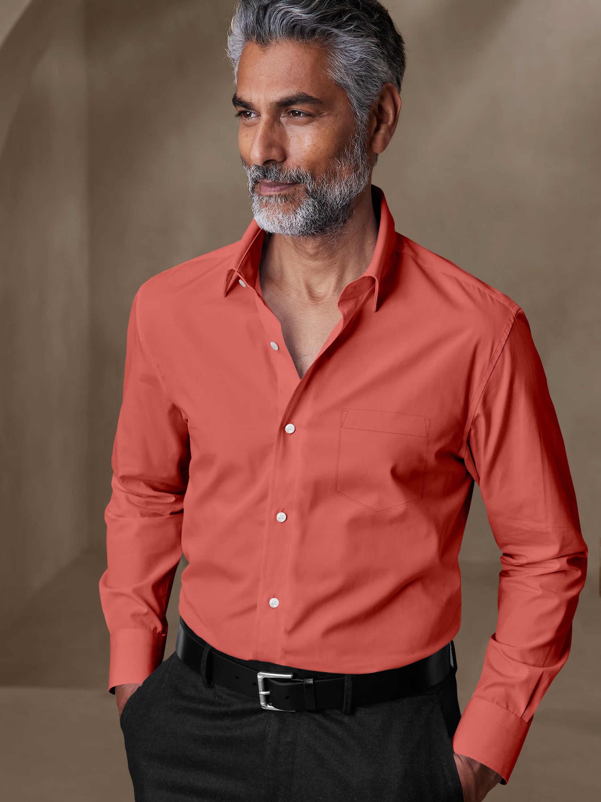 Persimmon Orange Giza Cotton Shirt