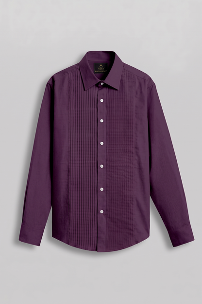 Thunder Purple Men's Solid Giza Cotton Tuxedo Shirt