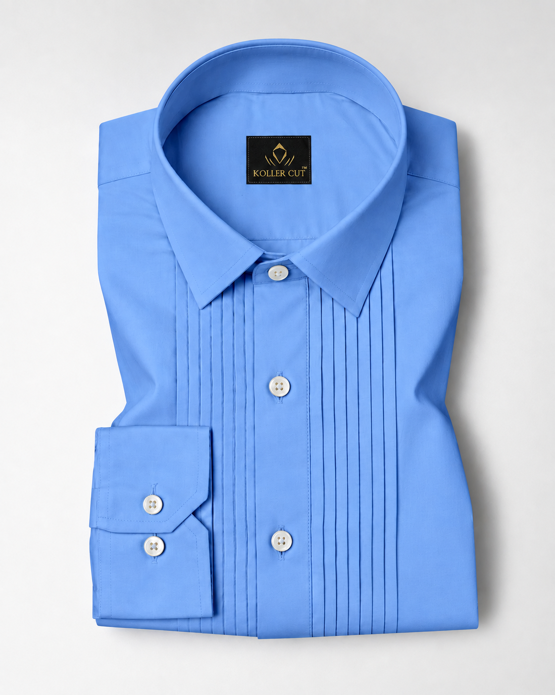 Hawkes Blue Giza Cotton Tuxedo Shirt