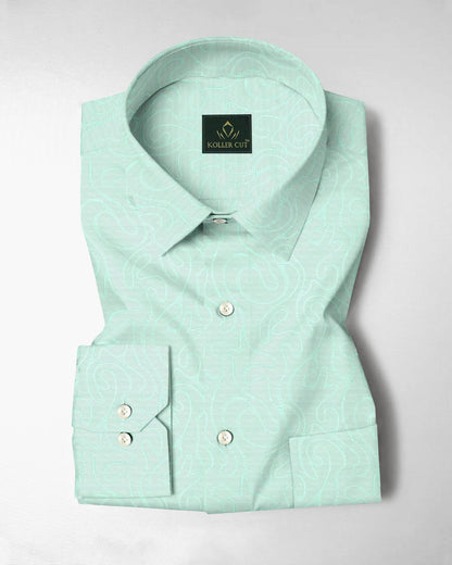 Biscay Green Labyrinth Jacquard Cotton Shirt