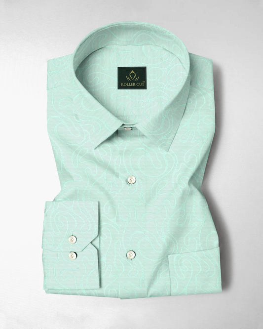 Biscay Green Labyrinth Jacquard Cotton Shirt