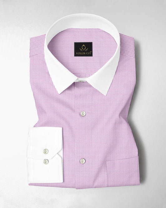 Lavender Pink and White Ninja Shuriken Printed Designer Cotton Shirt