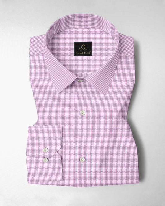 Lavender Pink and White Ninja Shuriken Printed Cotton Shirt