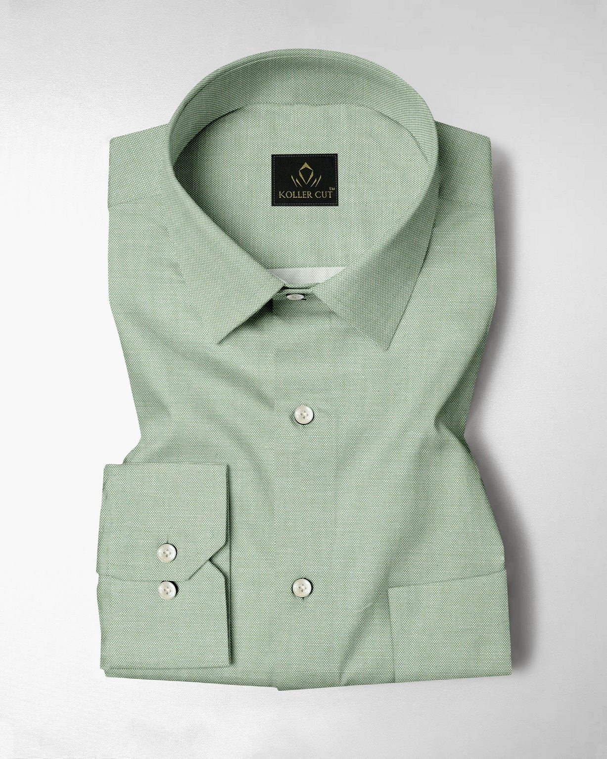 Lichen Green Plain Oxford Cotton Formal Shirt