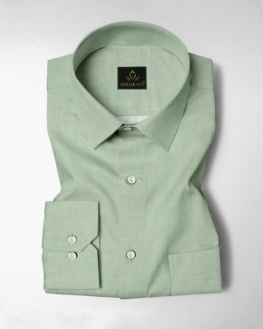 Lichen Green Plain Oxford Cotton Formal Shirt