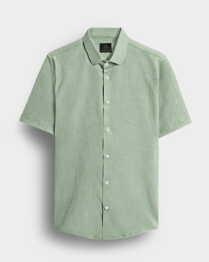 Lichen Green Plain Oxford Cotton Formal Shirt