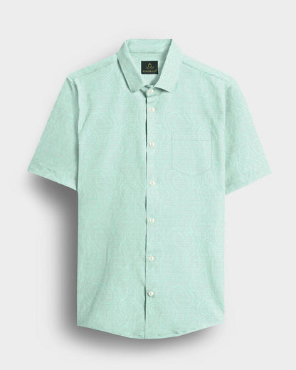 Biscay Green Labyrinth Jacquard Cotton Shirt
