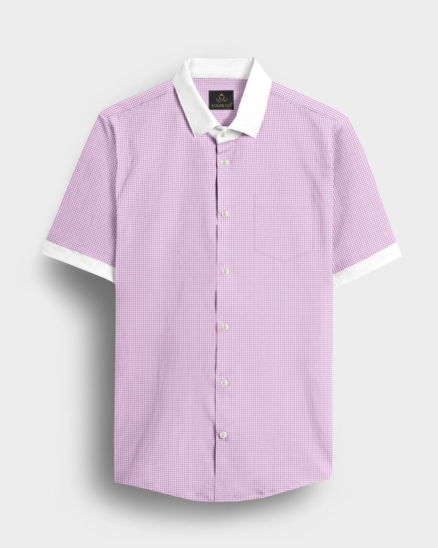 Lavender Pink and White Ninja Shuriken Printed Designer Cotton Shirt