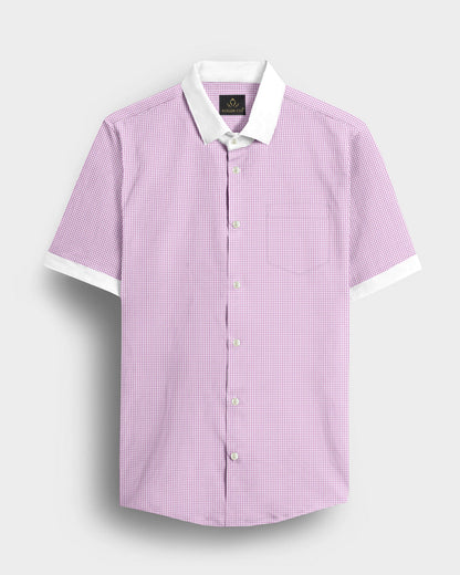 Lavender Pink and White Ninja Shuriken Printed Designer Cotton Shirt