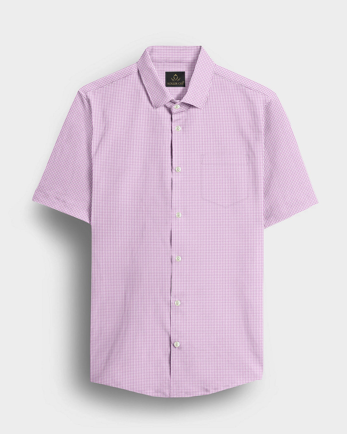 Lavender Pink and White Ninja Shuriken Printed Cotton Shirt
