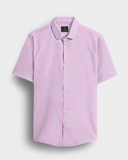 Lavender Pink and White Ninja Shuriken Printed Cotton Shirt