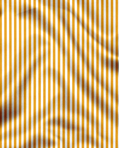 White and Mustard Yellow Candy Stripes Cotton Shirt