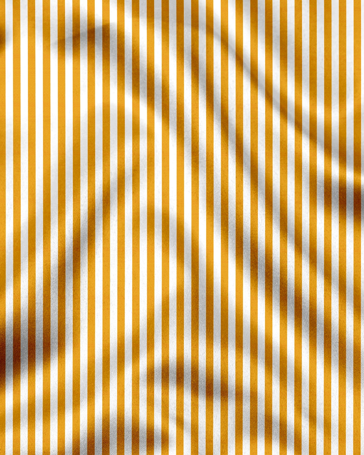 White and Mustard Yellow Candy Stripes Designer Cotton Shirt