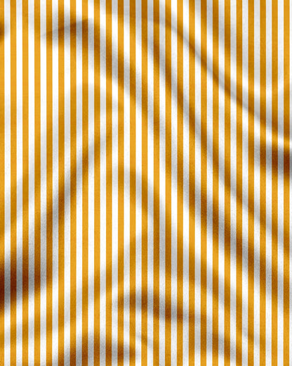 White and Mustard Yellow Candy Stripes Designer Cotton Shirt