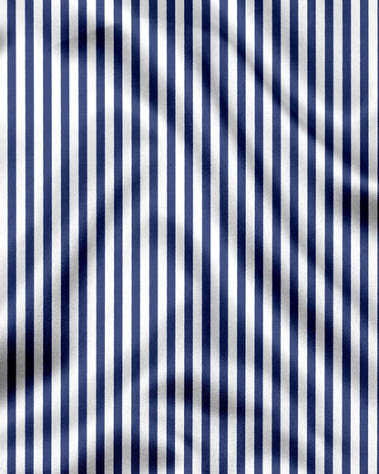 White and Victoria Blue Candy Stripes Cotton Shirt
