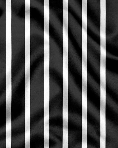 Jade Black and White Wide Chalk Stripes Cotton Shirt