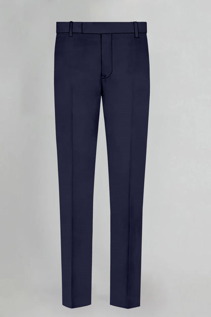 Midnight Blue Solid Wool Blend Pant