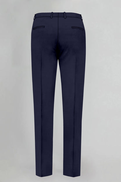 Midnight Blue Solid Wool Blend Pant