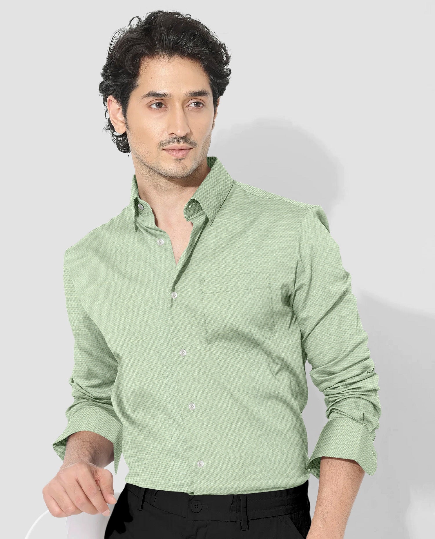 Laurel Green Luxurious Linen Shirt