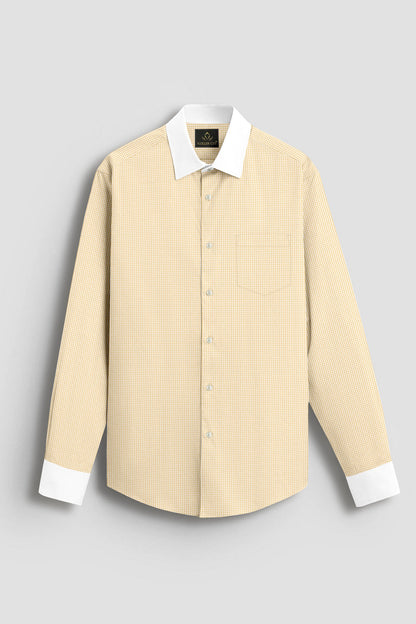 Lemonade and White Ninja Shuriken Printed Designer Cotton Shirt