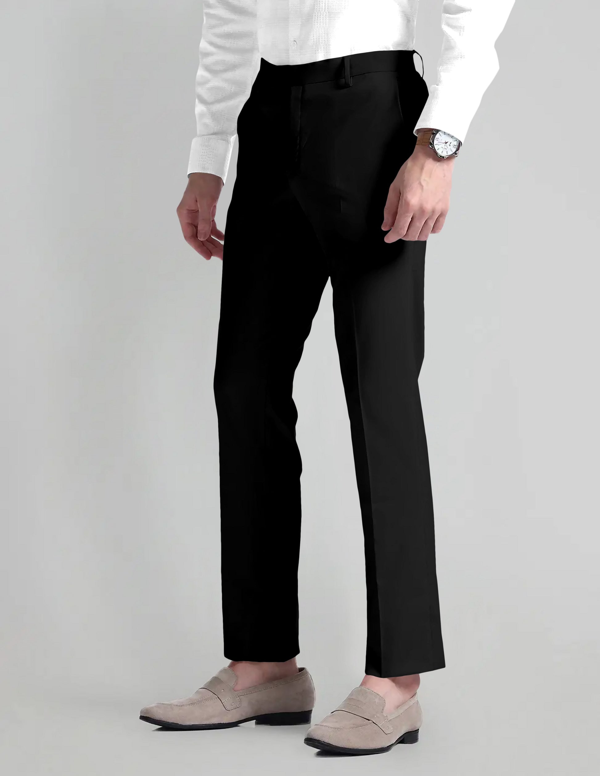 Jade Black Solid Wool Blend Pant