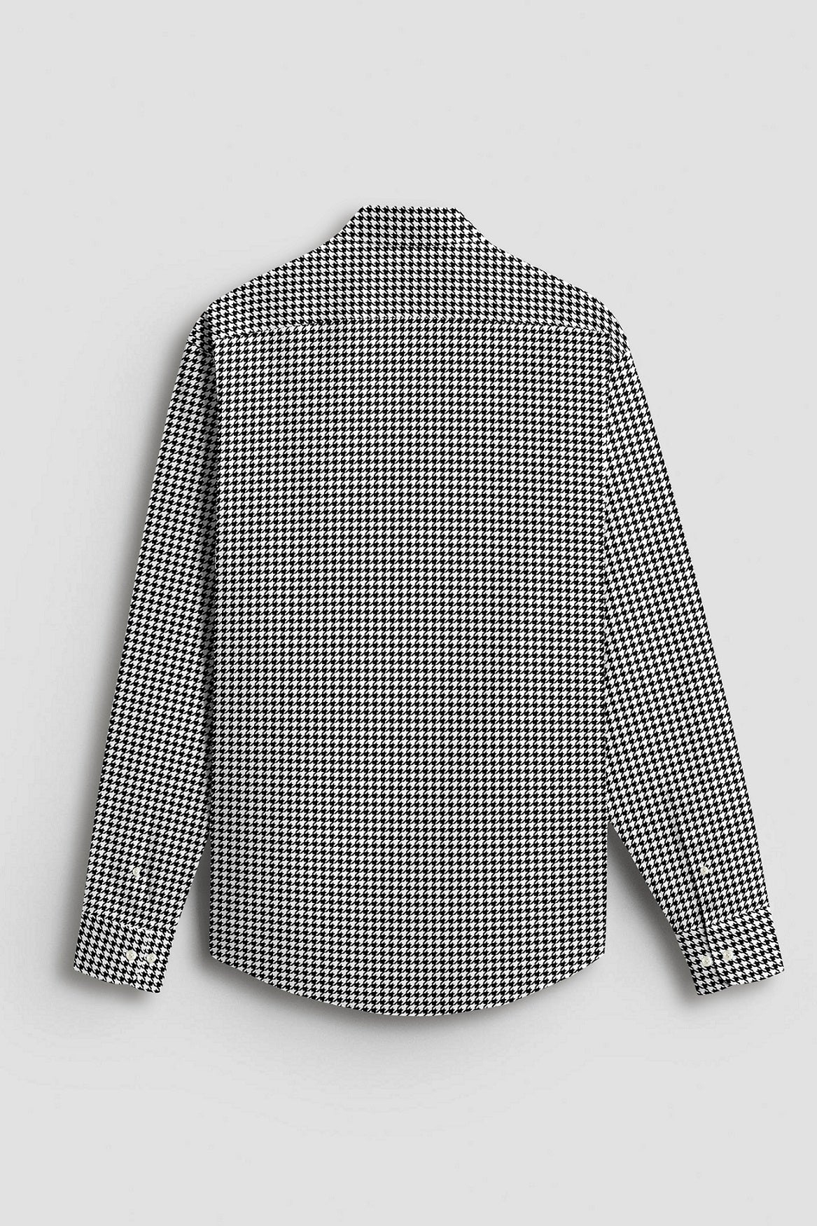 White and Jet Black Hounds Tooth Checks Cotton Shirt