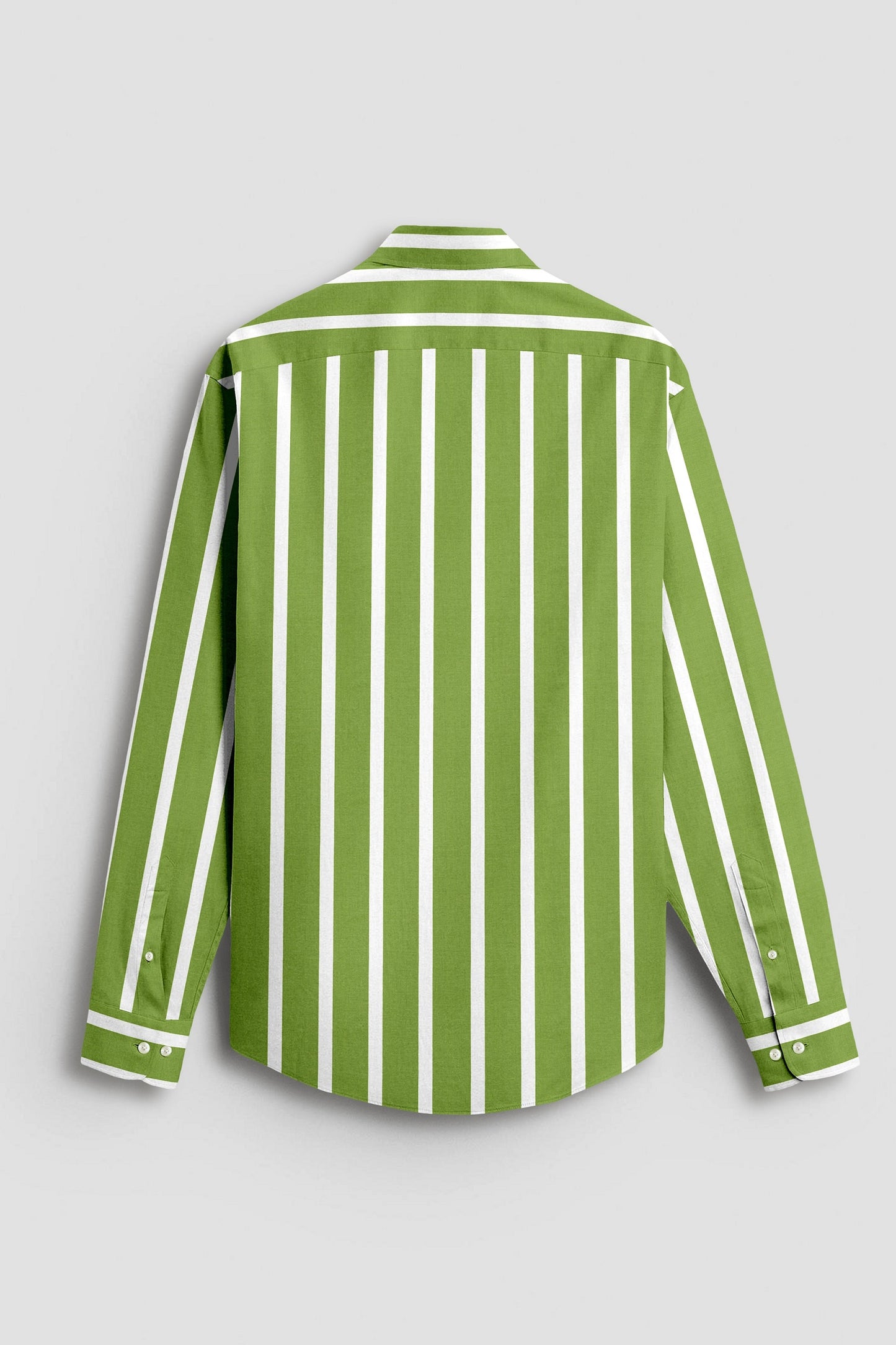 Kiwi Green and White Wide Chalk Stripes Cotton Shirt