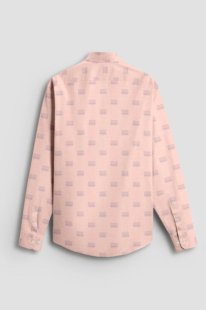 Tawny Peach Multicolored Jacquard Print Premium Egyptian Giza Cotton Shirt