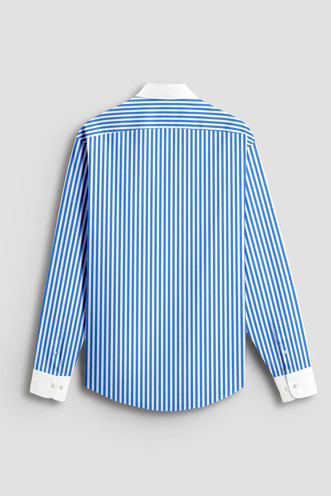White and Stellar Blue Candy Stripes Designer Cotton Shirt
