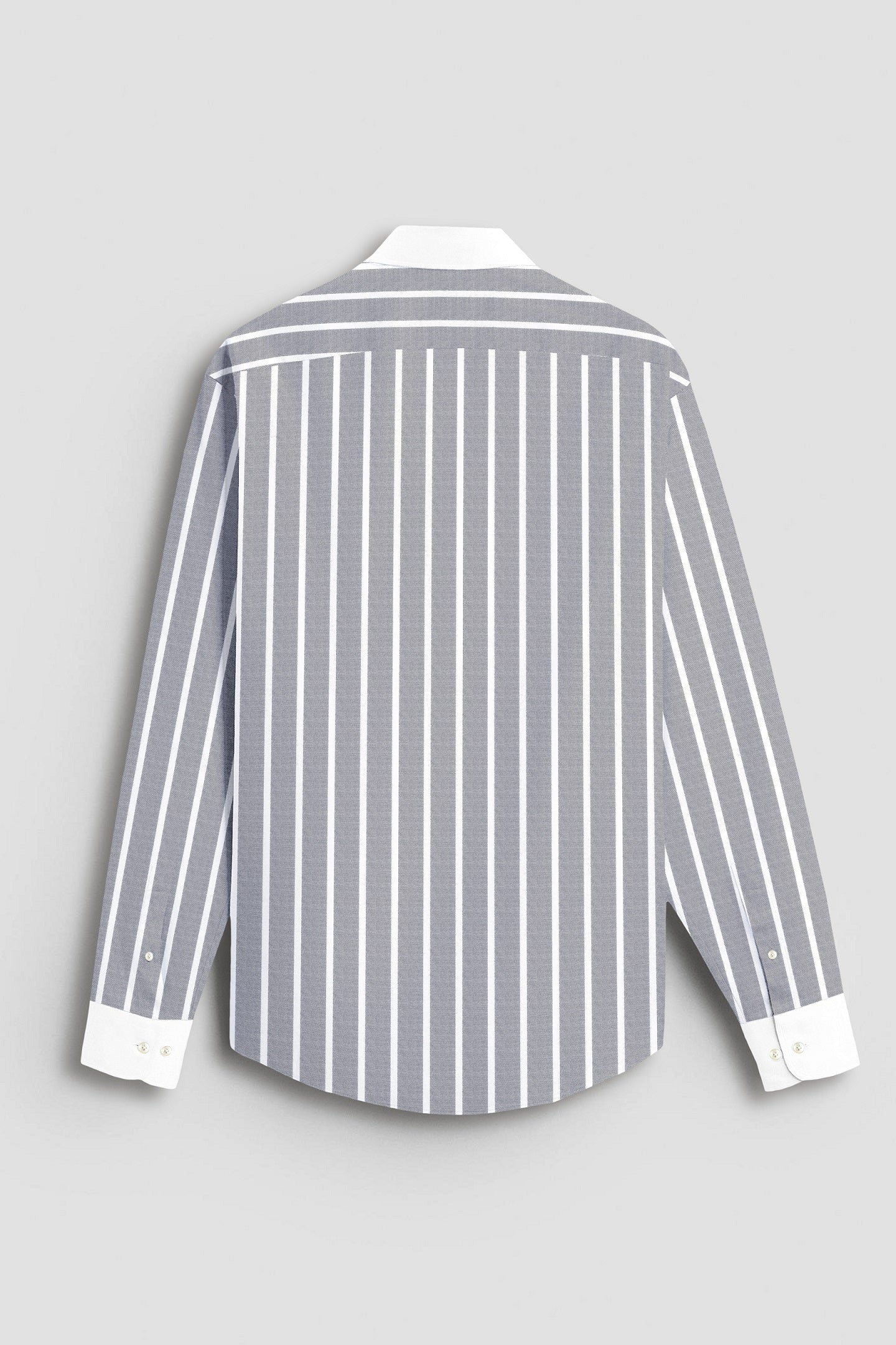 Mirage Gray and Flash White Chalk Stripes Designer Oxford Cotton Shirt