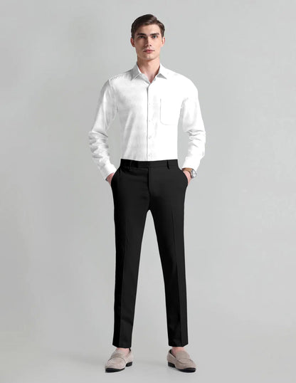 Jade Black Solid Wool Blend Pant