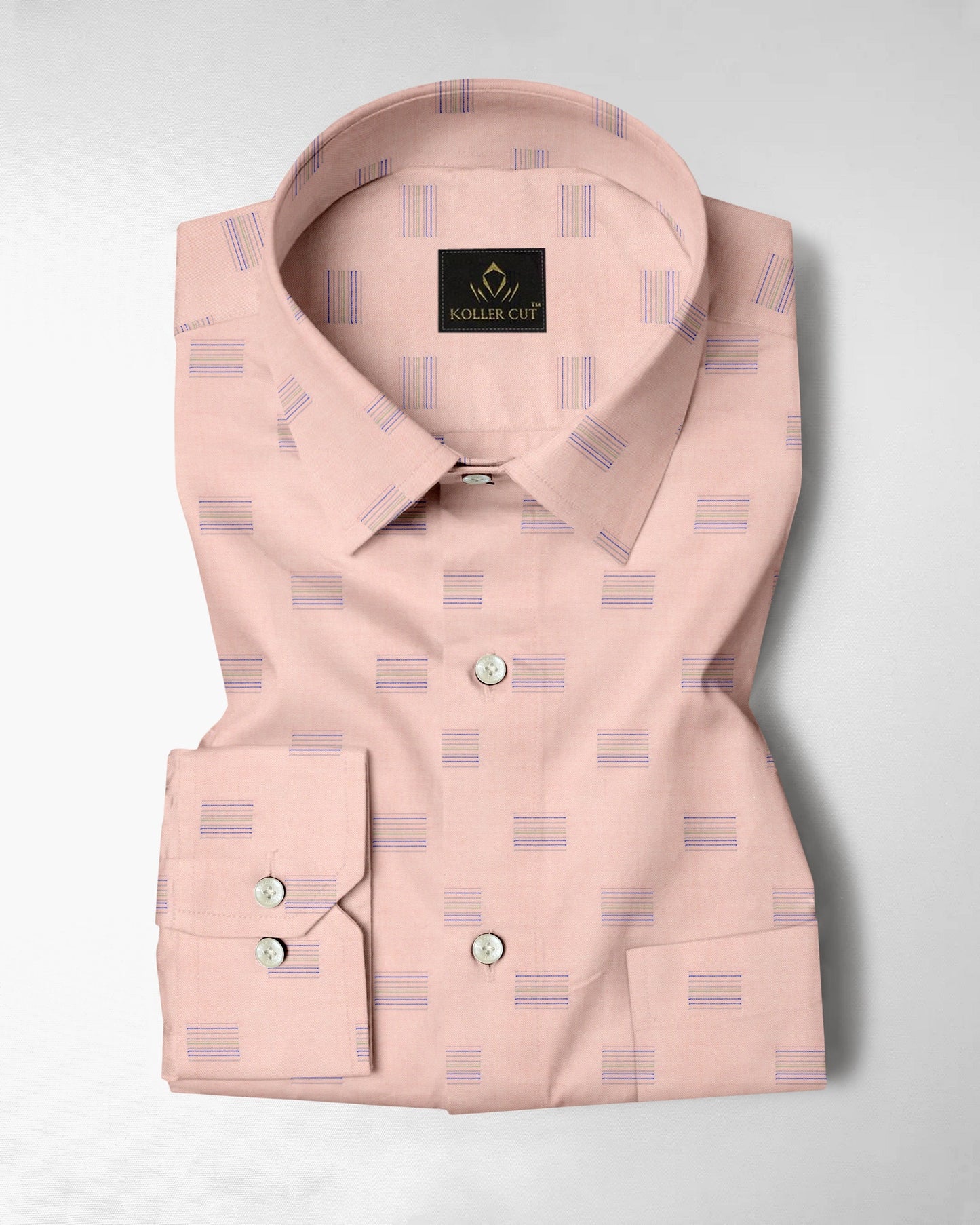 Tawny Peach Multicolored Jacquard Print Premium Egyptian Giza Cotton Shirt