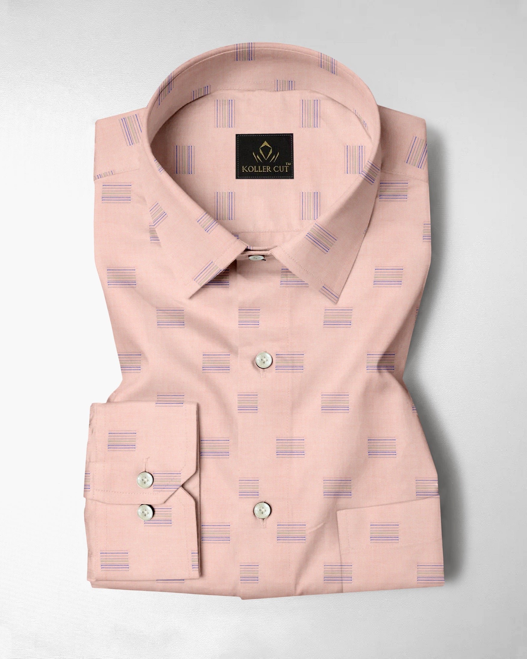 Tawny Peach Multicolored Jacquard Print Premium Egyptian Giza Cotton Shirt