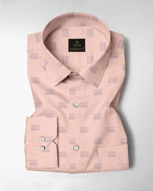 Tawny Peach Multicolored Jacquard Print Premium Egyptian Giza Cotton Shirt