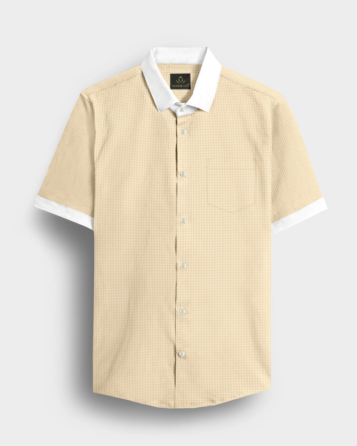 Lemonade and White Ninja Shuriken Printed Designer Cotton Shirt